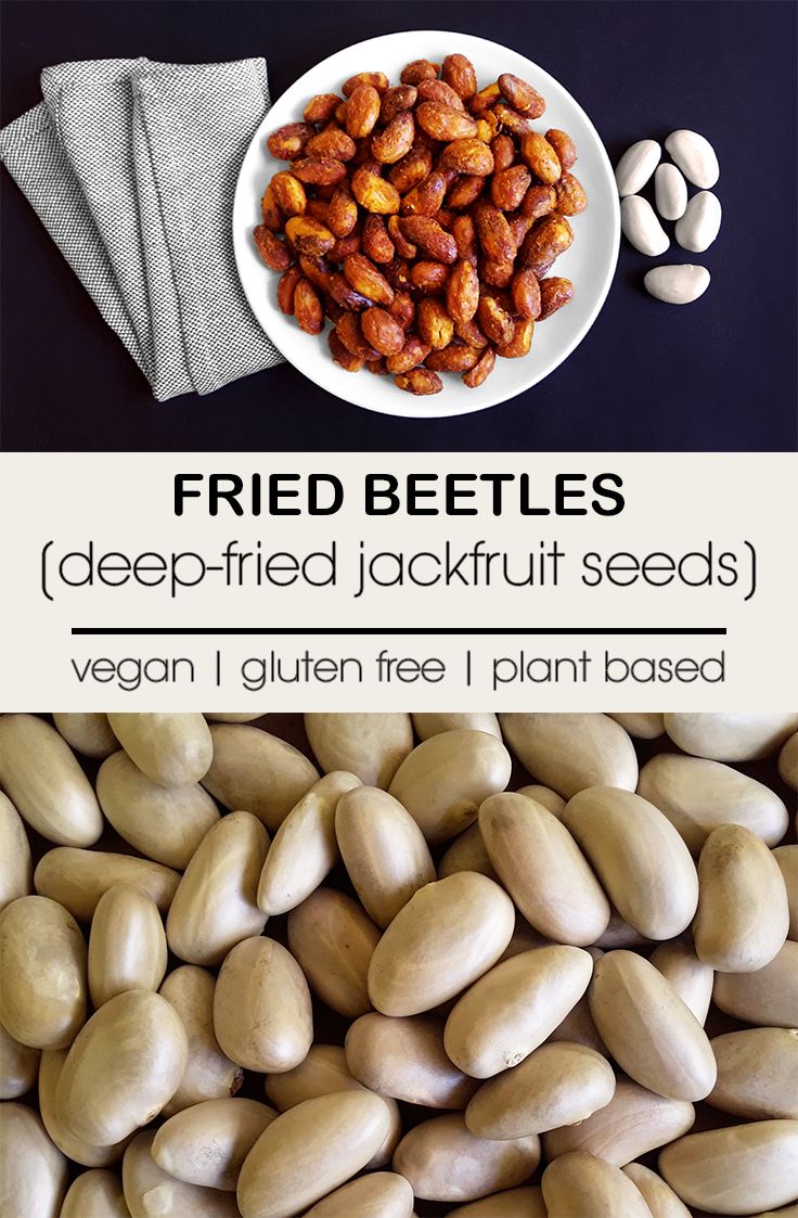 Fried Beetles - Crispy, vegan, gluten-free, deep-fried jackfruit seeds - Kitchen Archives